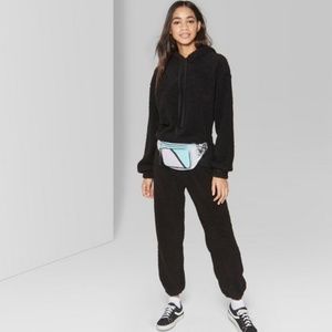 Wild Fable Oversized Black FuzzyTeddy Bear Hoodie